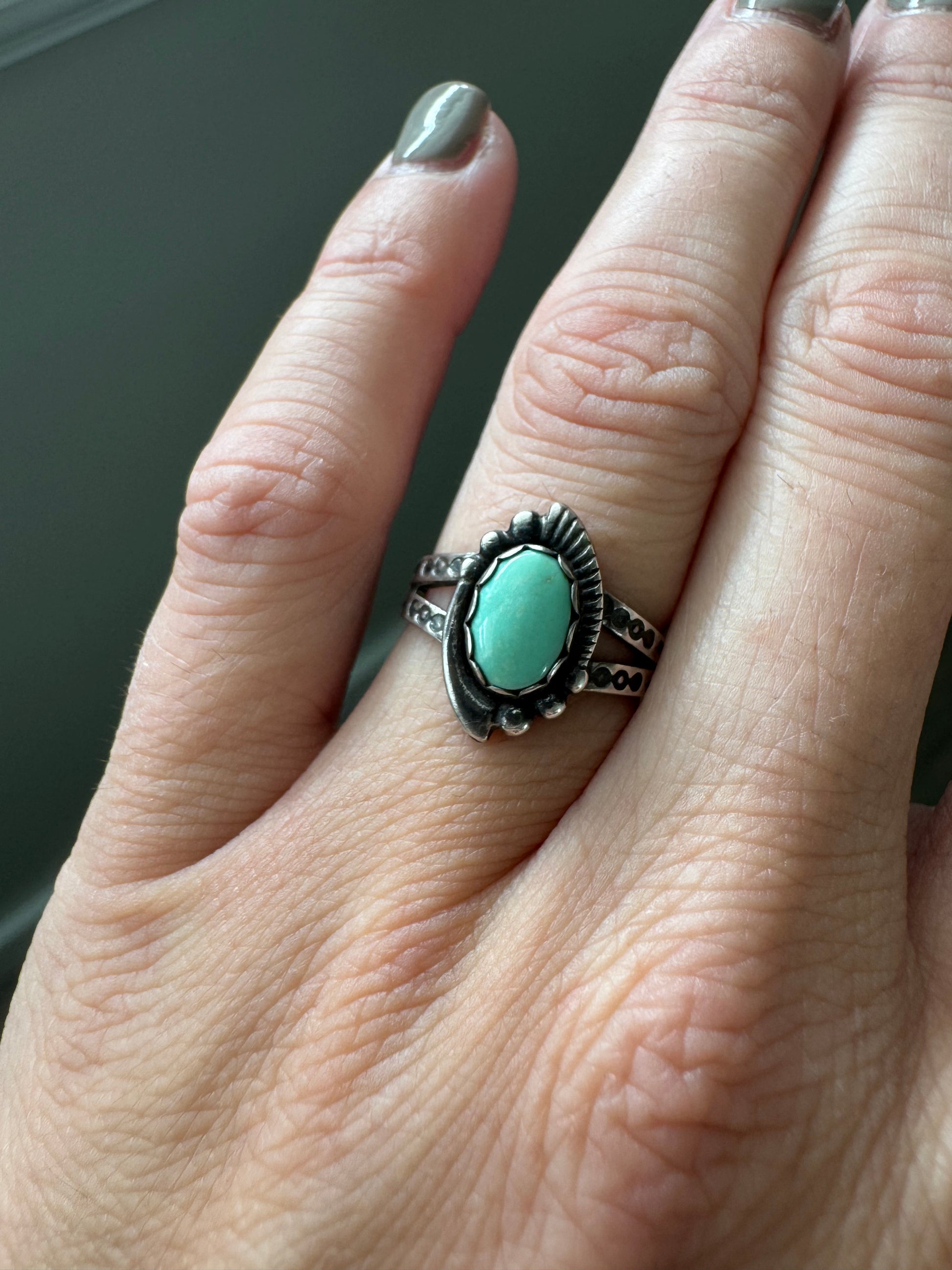 VINTAGE STERLING TURQUOISE RINGS SIZE 5