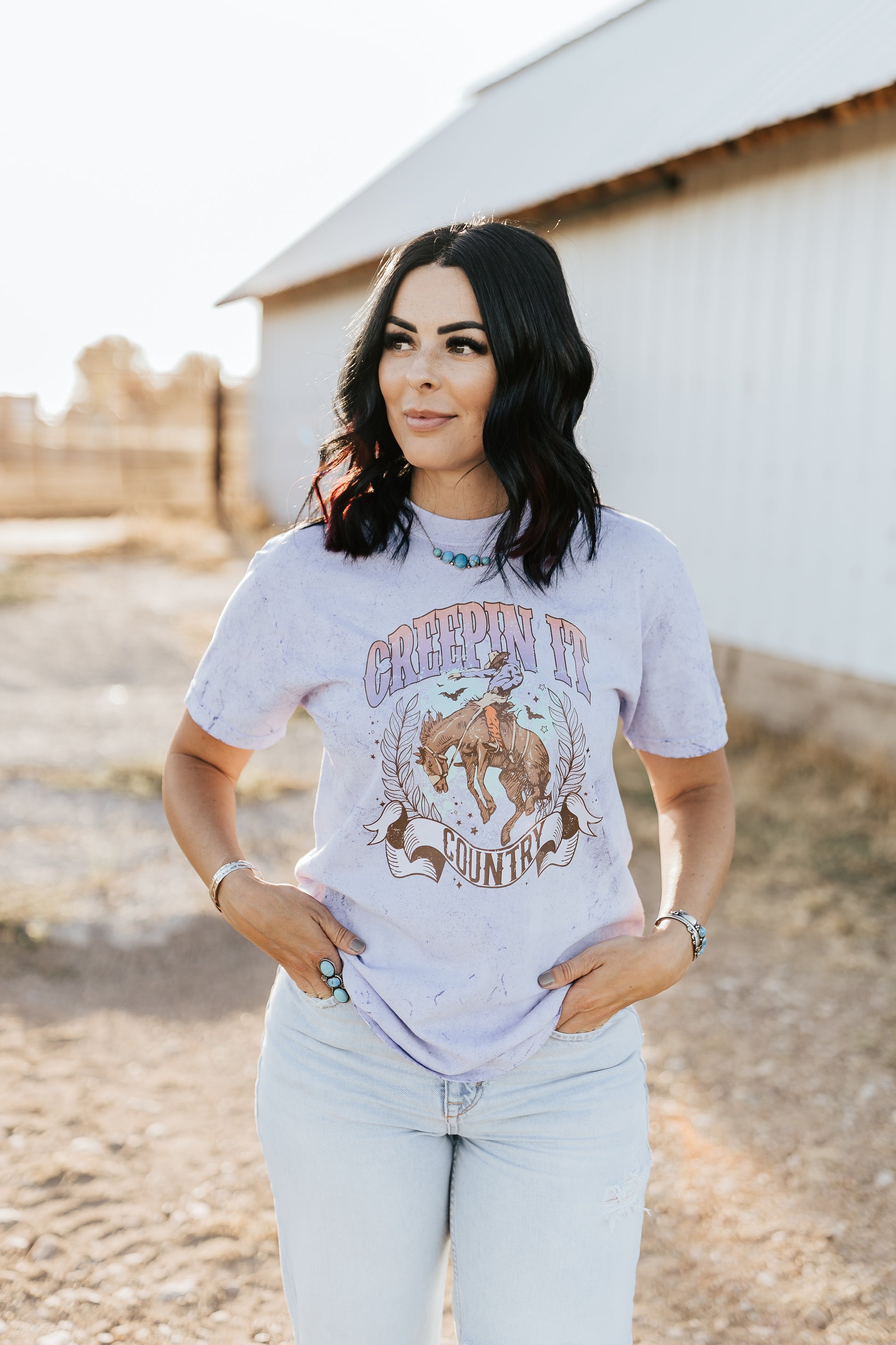 CREEPIN IT COUNTRY ACID WASH TEE