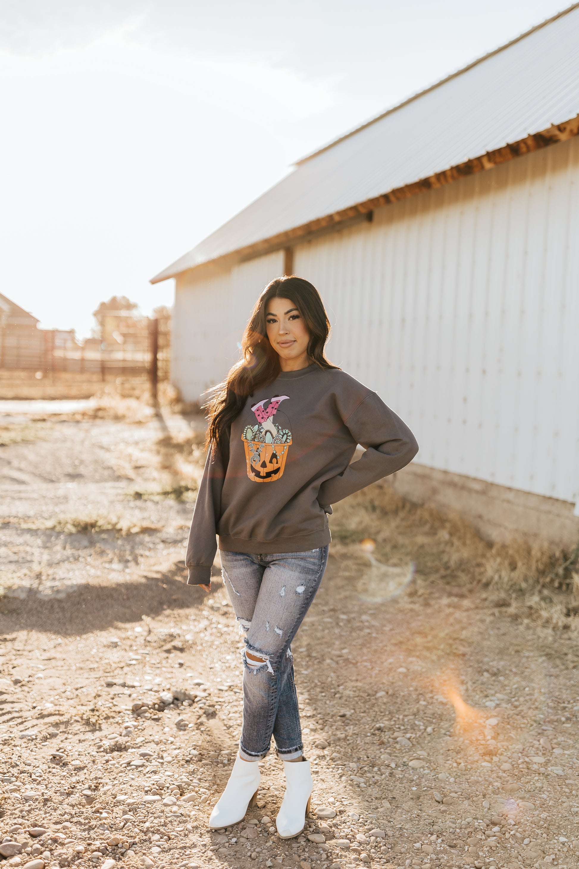 TURQUOISE HALLOWEEN BUCKET SWEATSHIRT