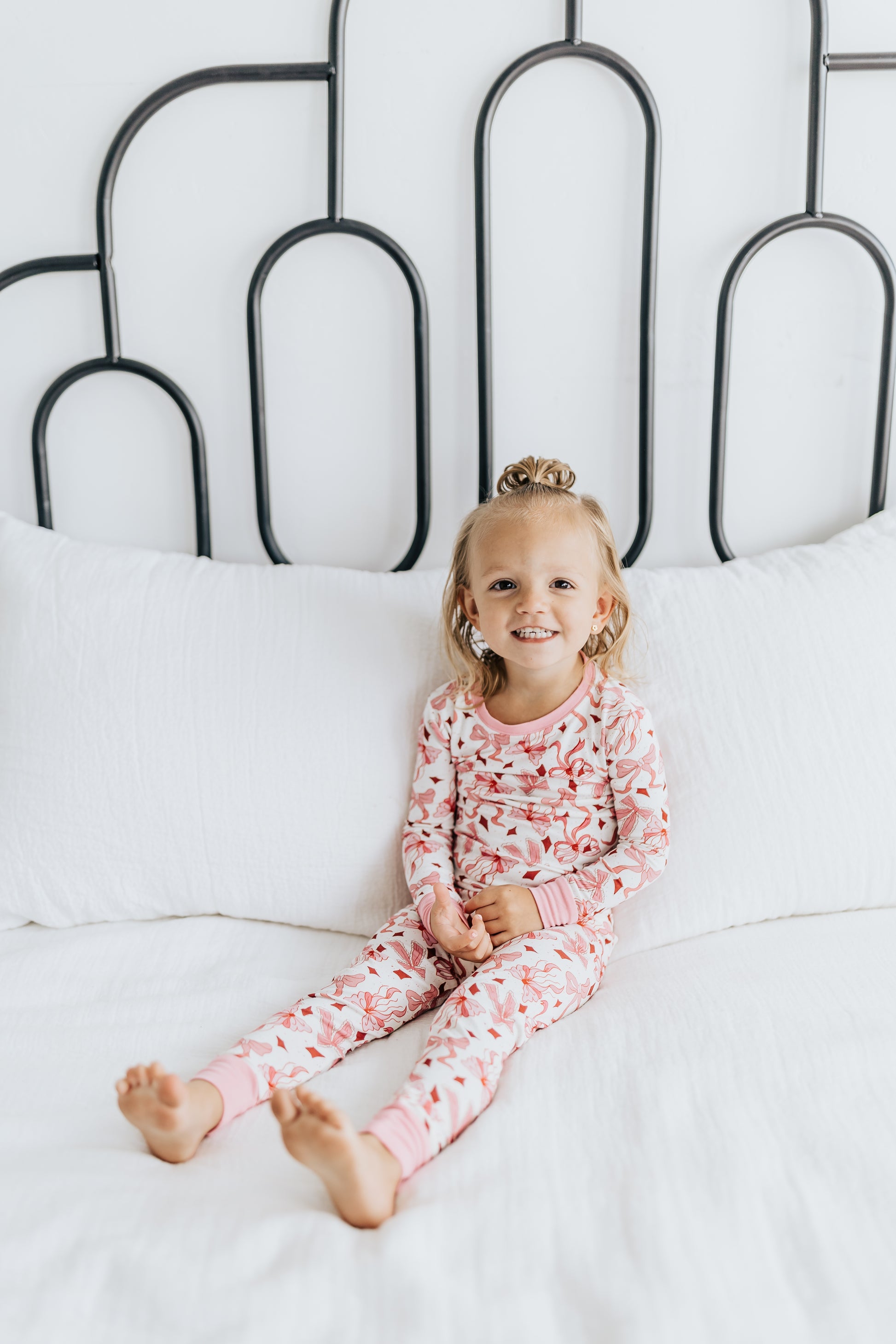 PINK BOW BAMBOO PJS