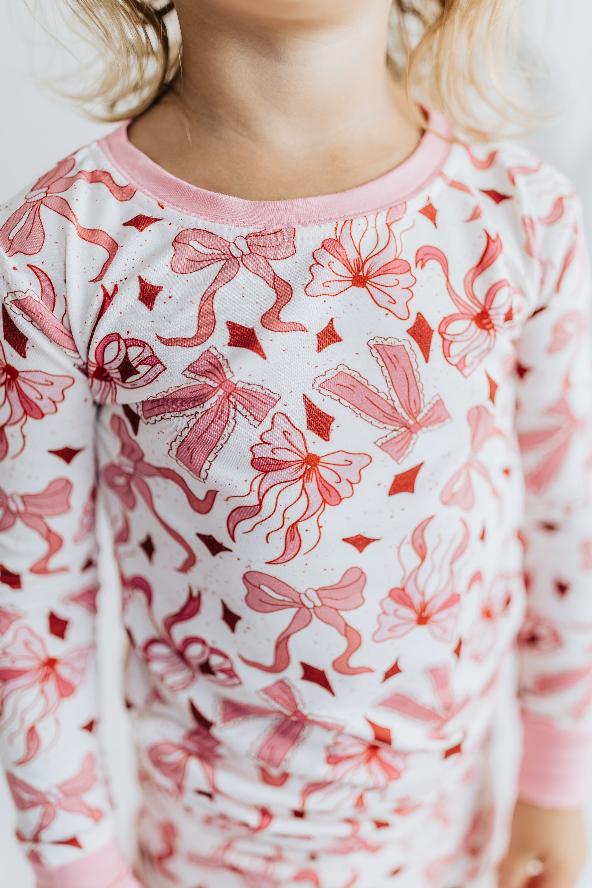 PINK BOW BAMBOO PJS