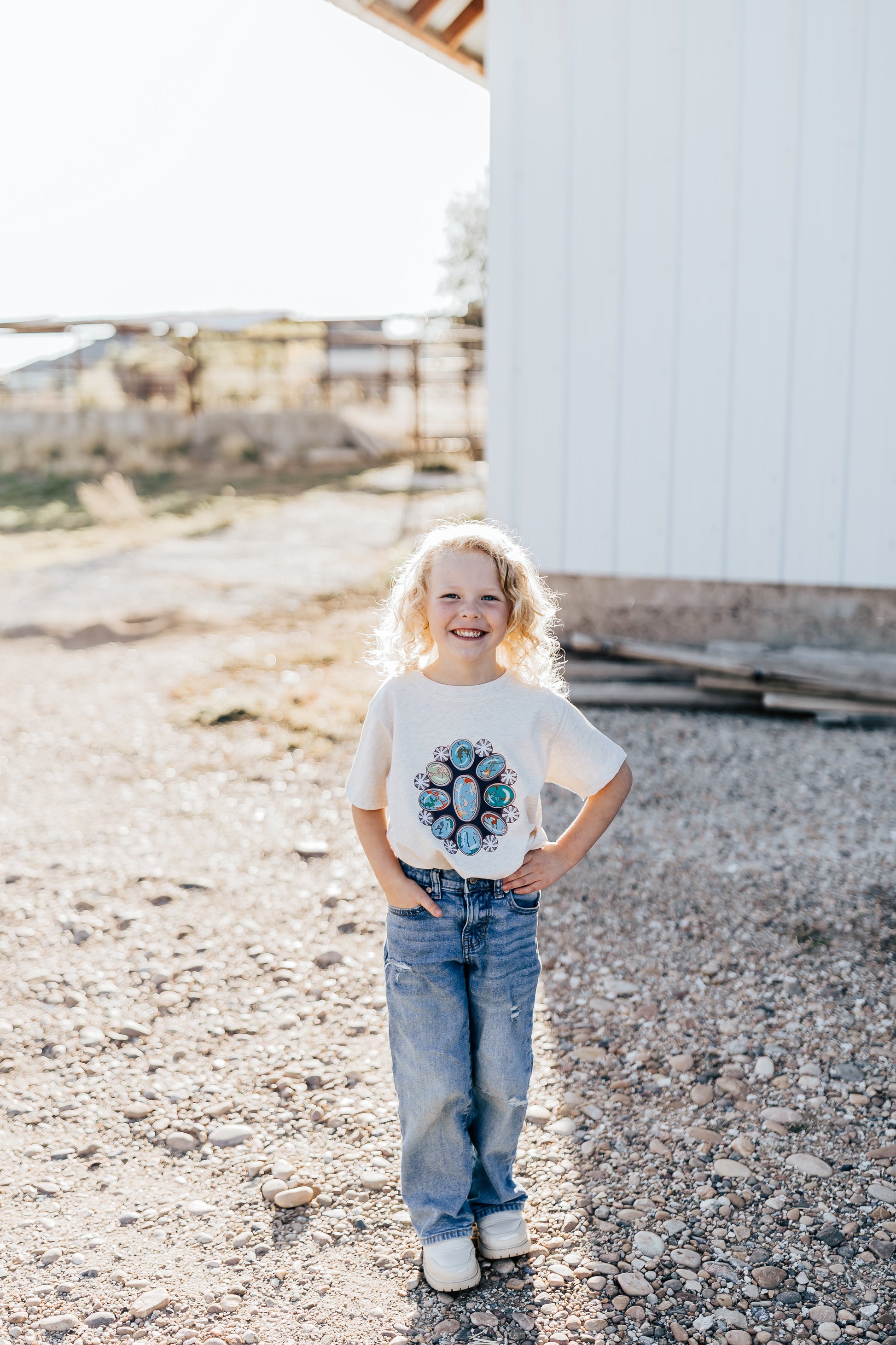 TURQUOISE FLOWER TEE