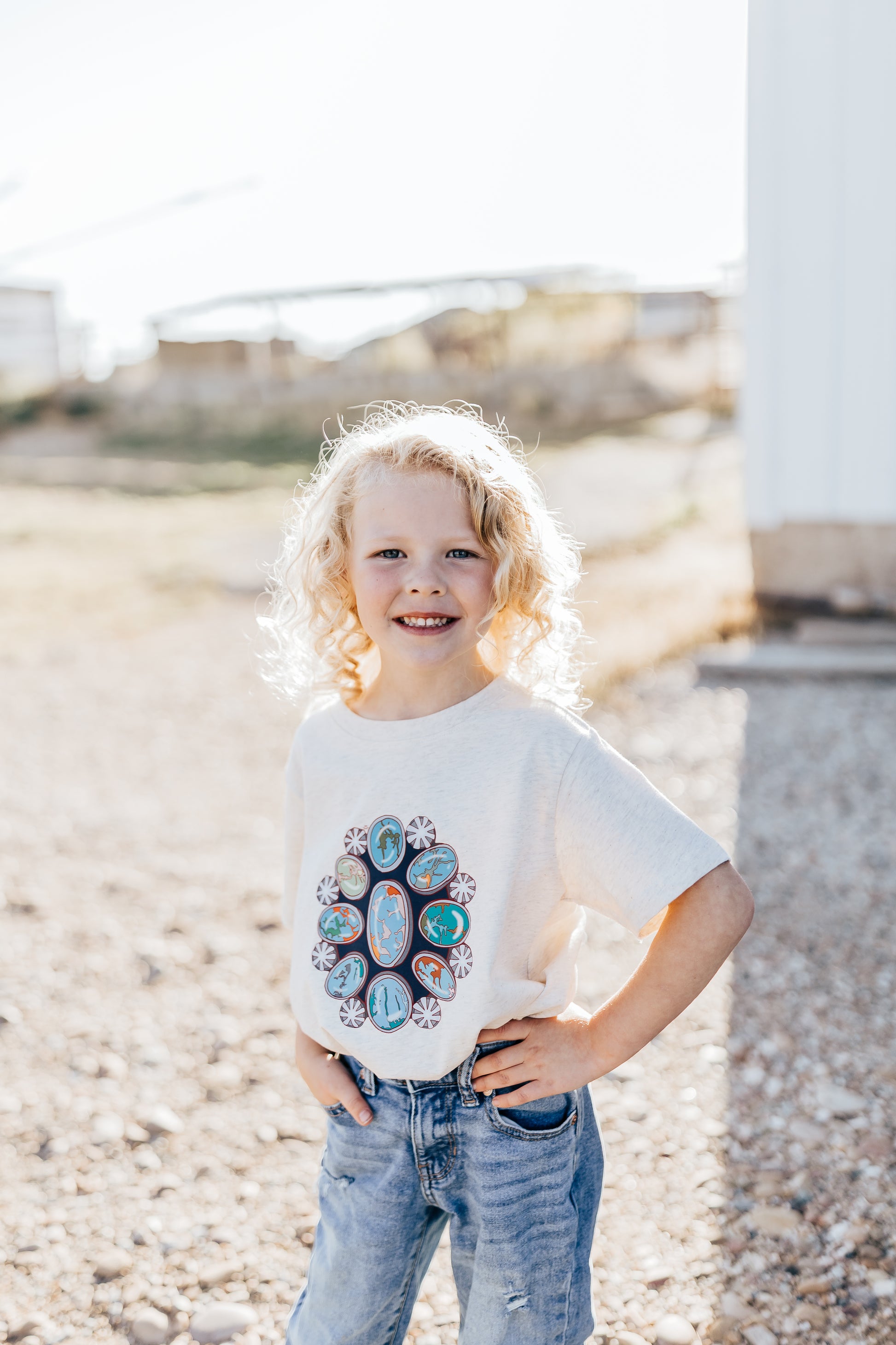 TURQUOISE FLOWER TEE