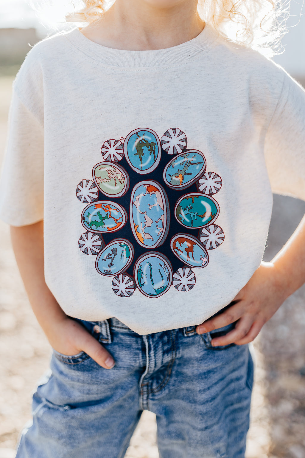 TURQUOISE FLOWER TEE