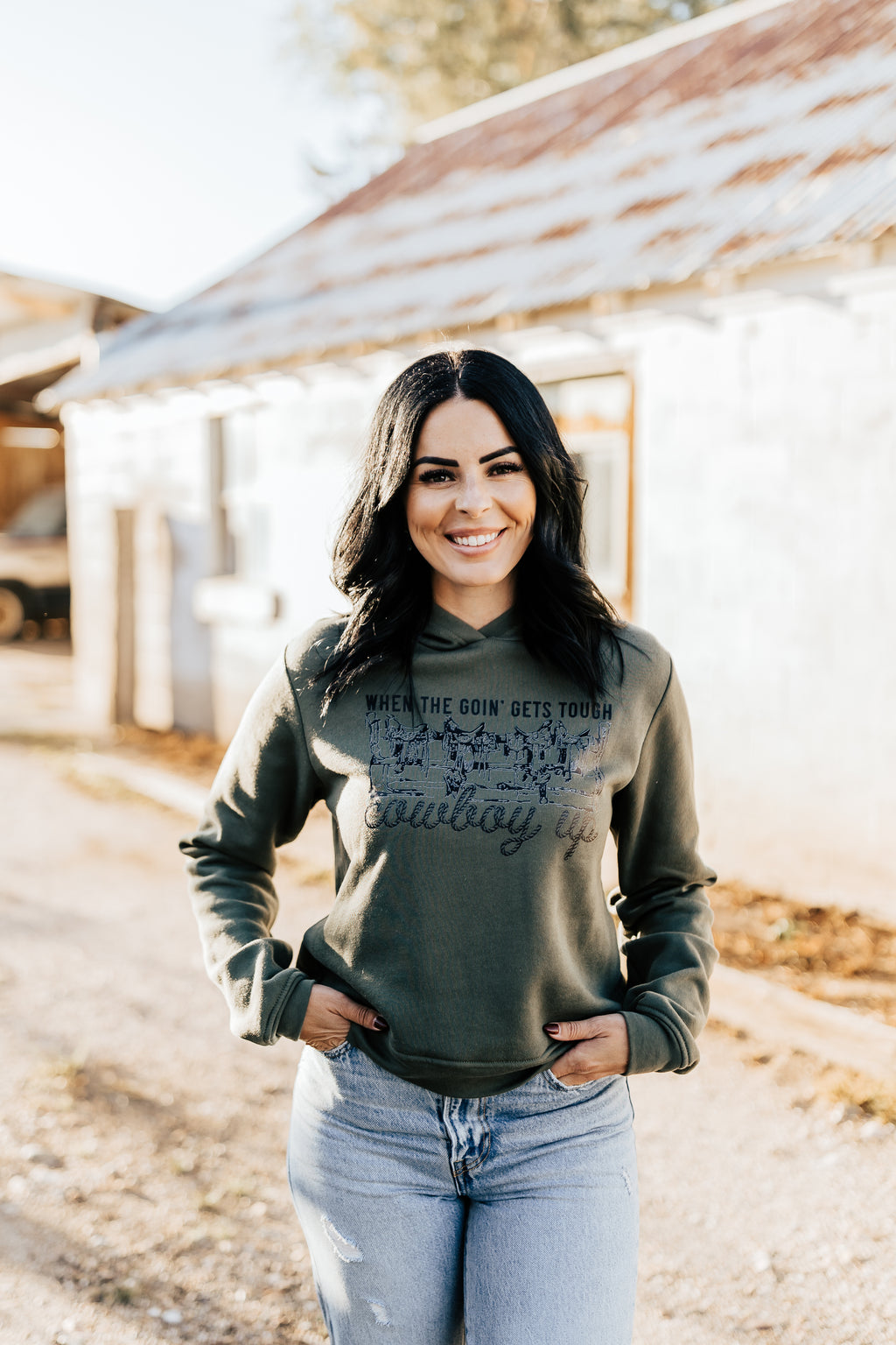 WHEN THE GOIN GETS TOUGH COWBOY UP HOODIE