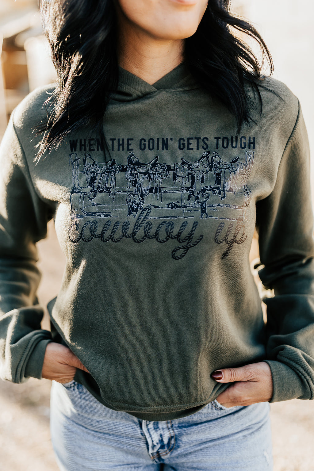 WHEN THE GOIN GETS TOUGH COWBOY UP HOODIE