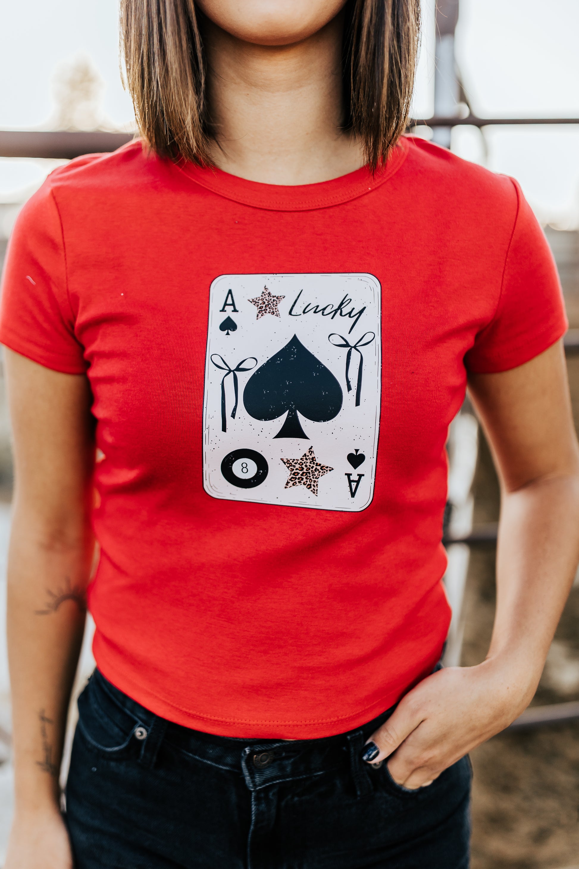 LUCKY CARD CROP TEE