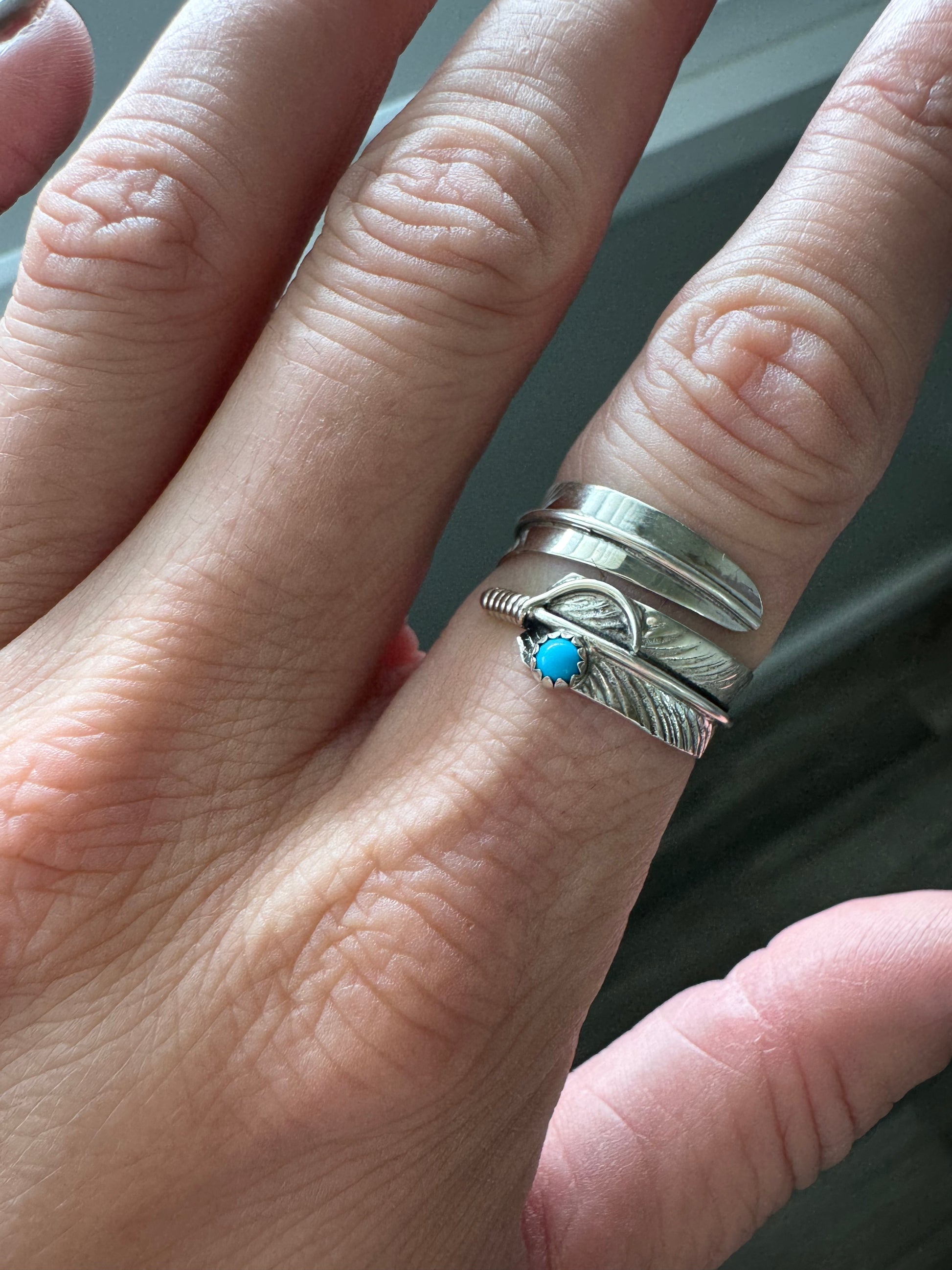 STERLING TURQUOISE ADJUSTABLE RING