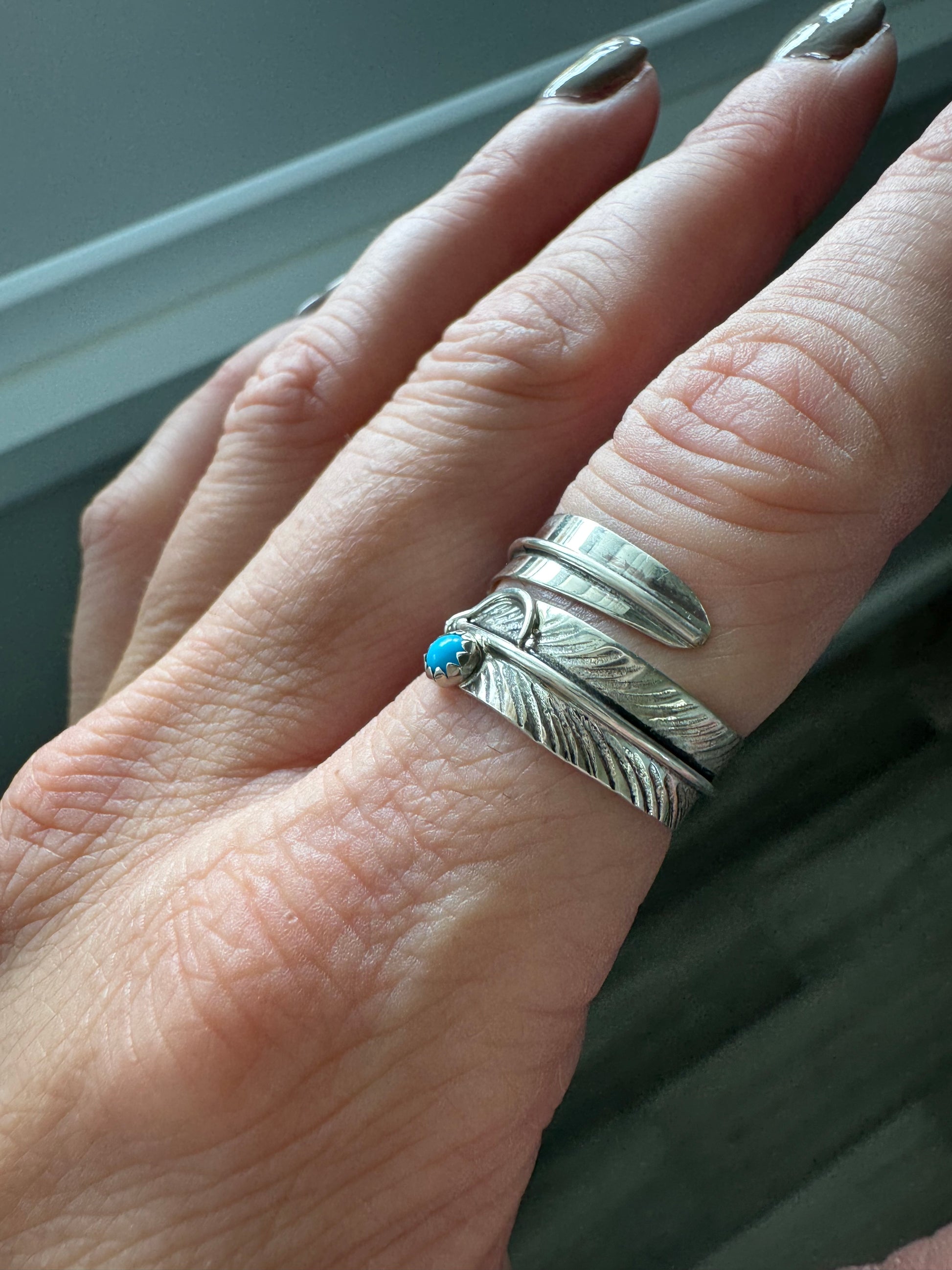 STERLING TURQUOISE ADJUSTABLE RING
