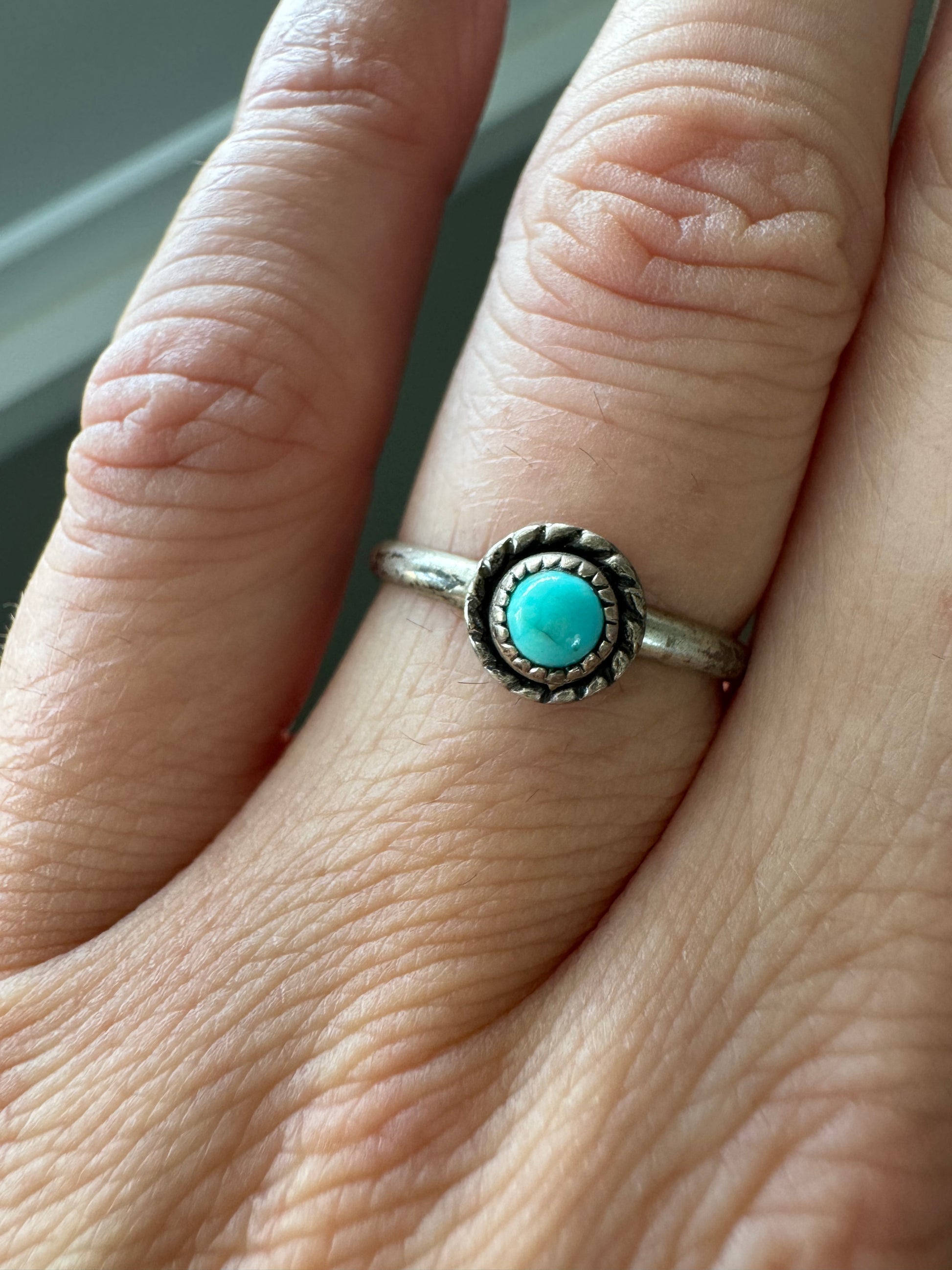 VINTAGE STERLING TURQUOISE SIZE 5.5