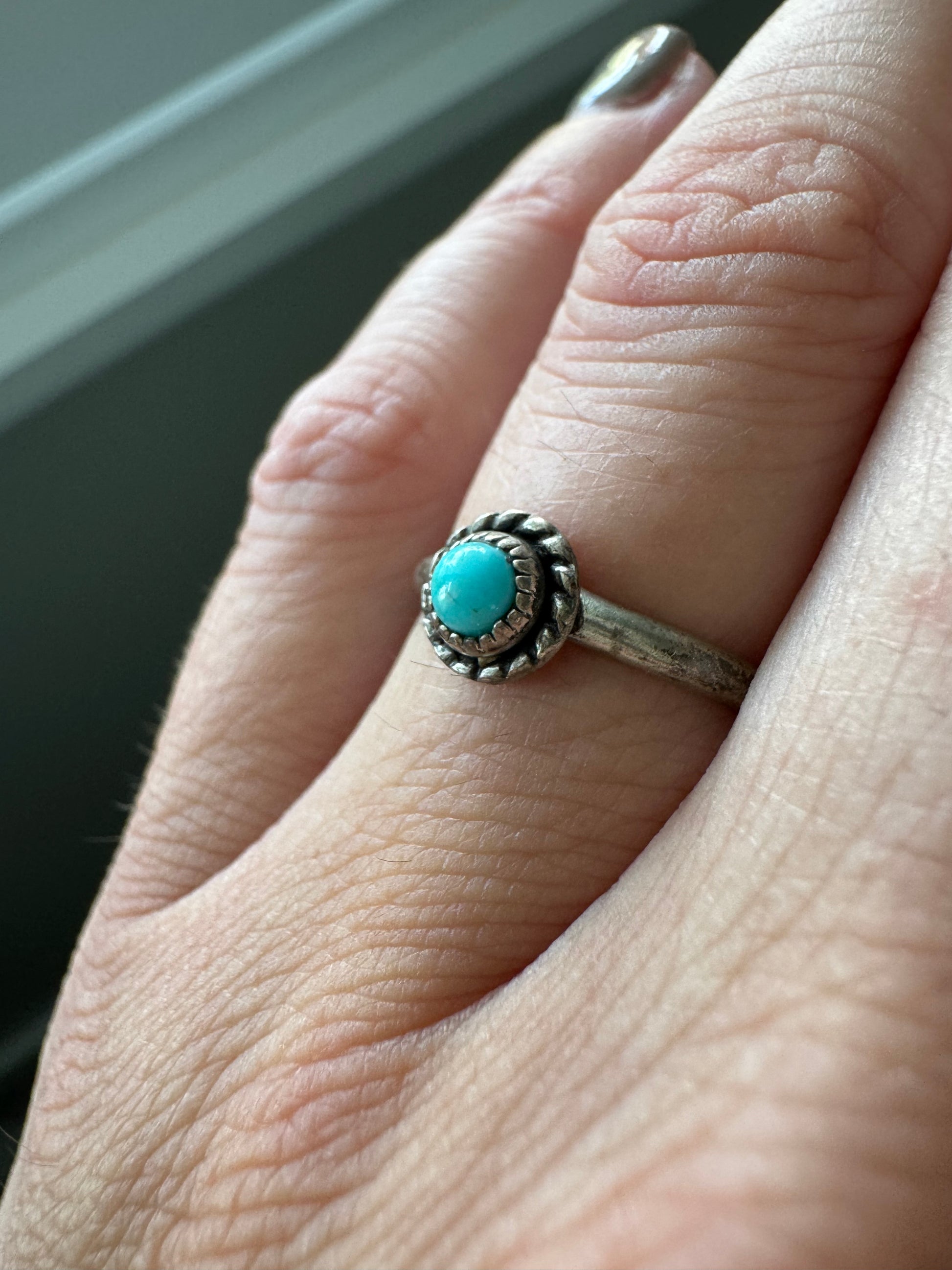 VINTAGE STERLING TURQUOISE SIZE 5.5