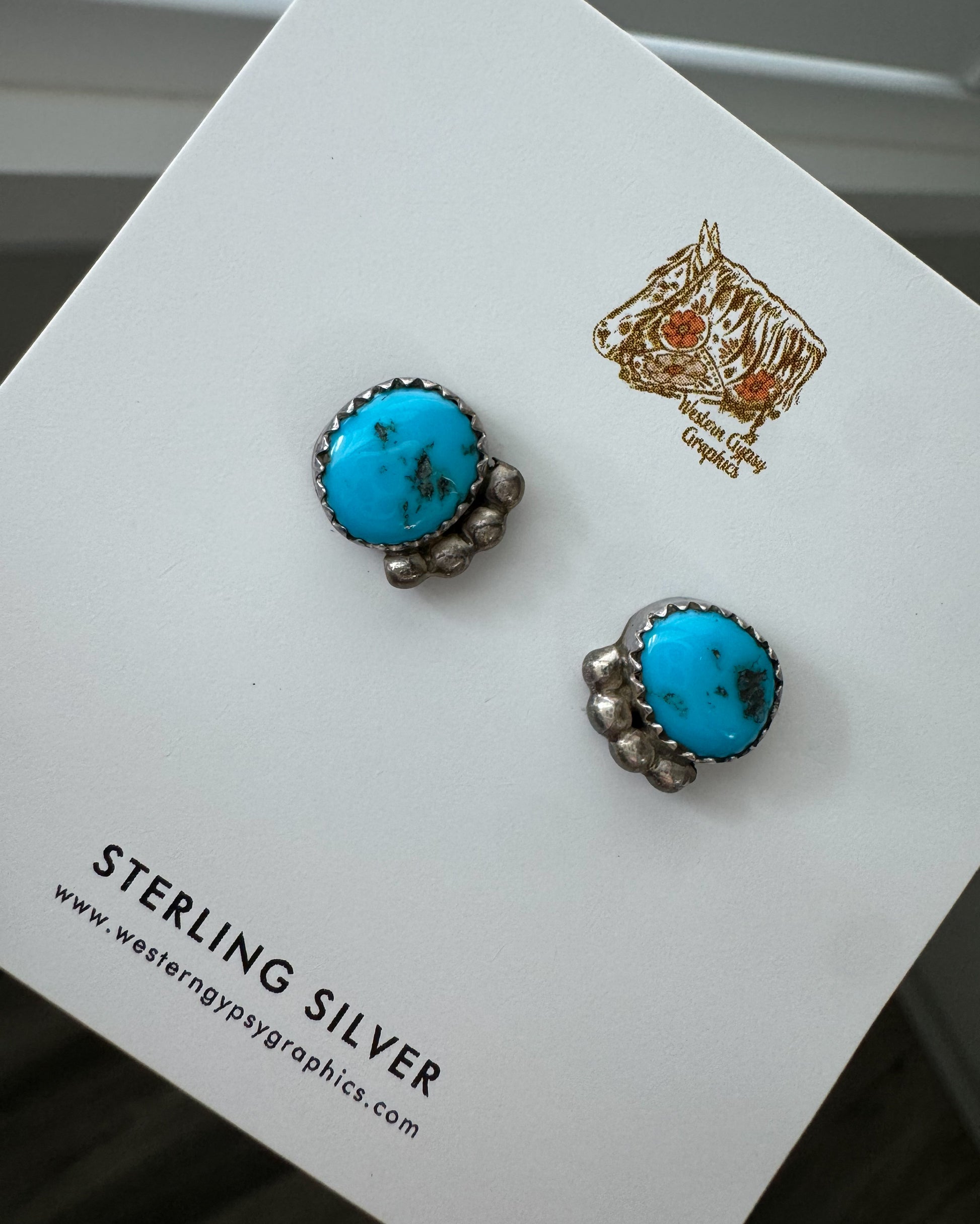 VINTAGE STERLING TURQUOISE POST EARRINGS