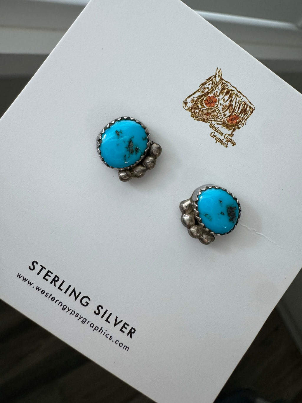 VINTAGE STERLING TURQUOISE POST EARRINGS