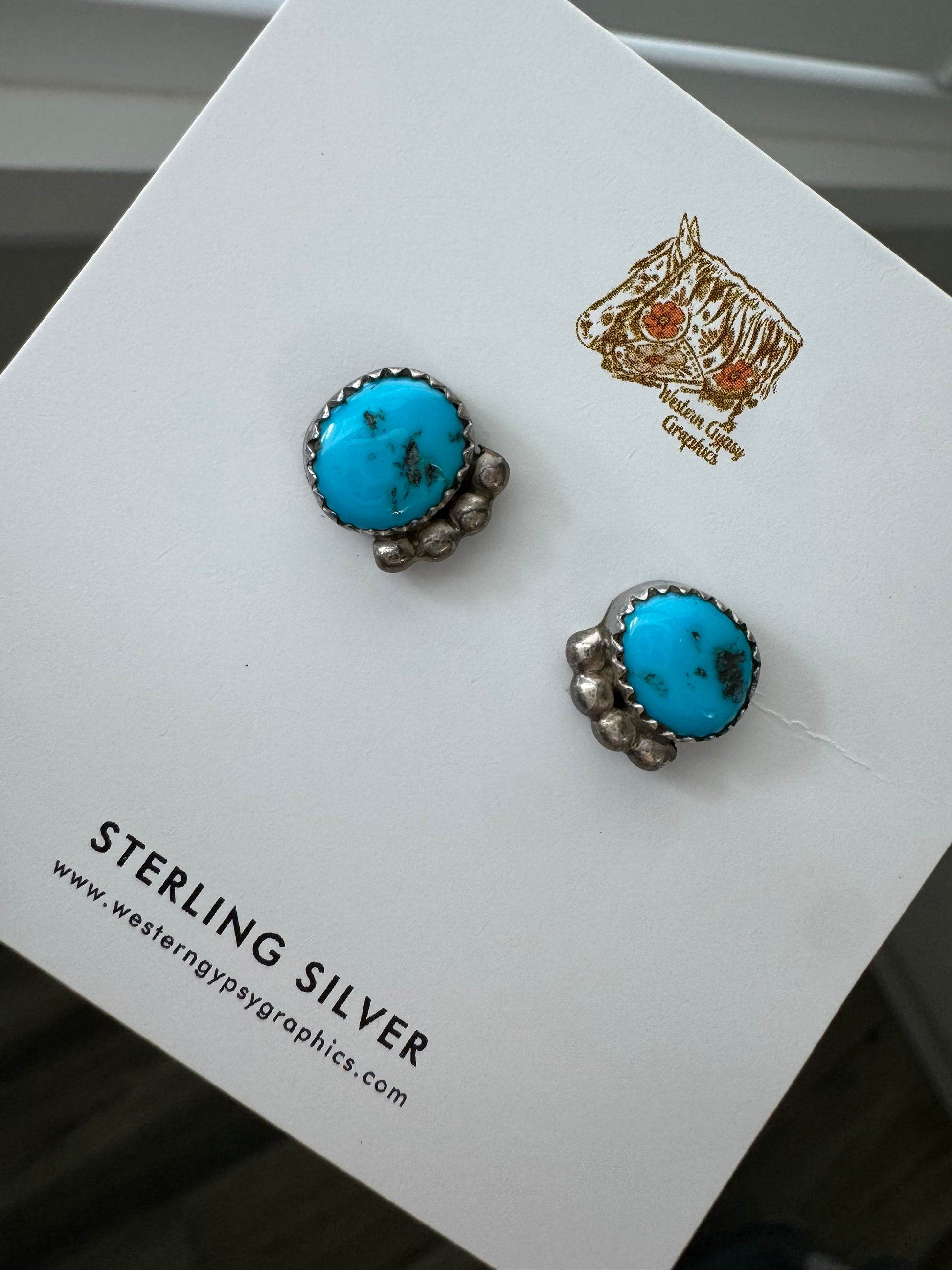 VINTAGE STERLING TURQUOISE POST EARRINGS