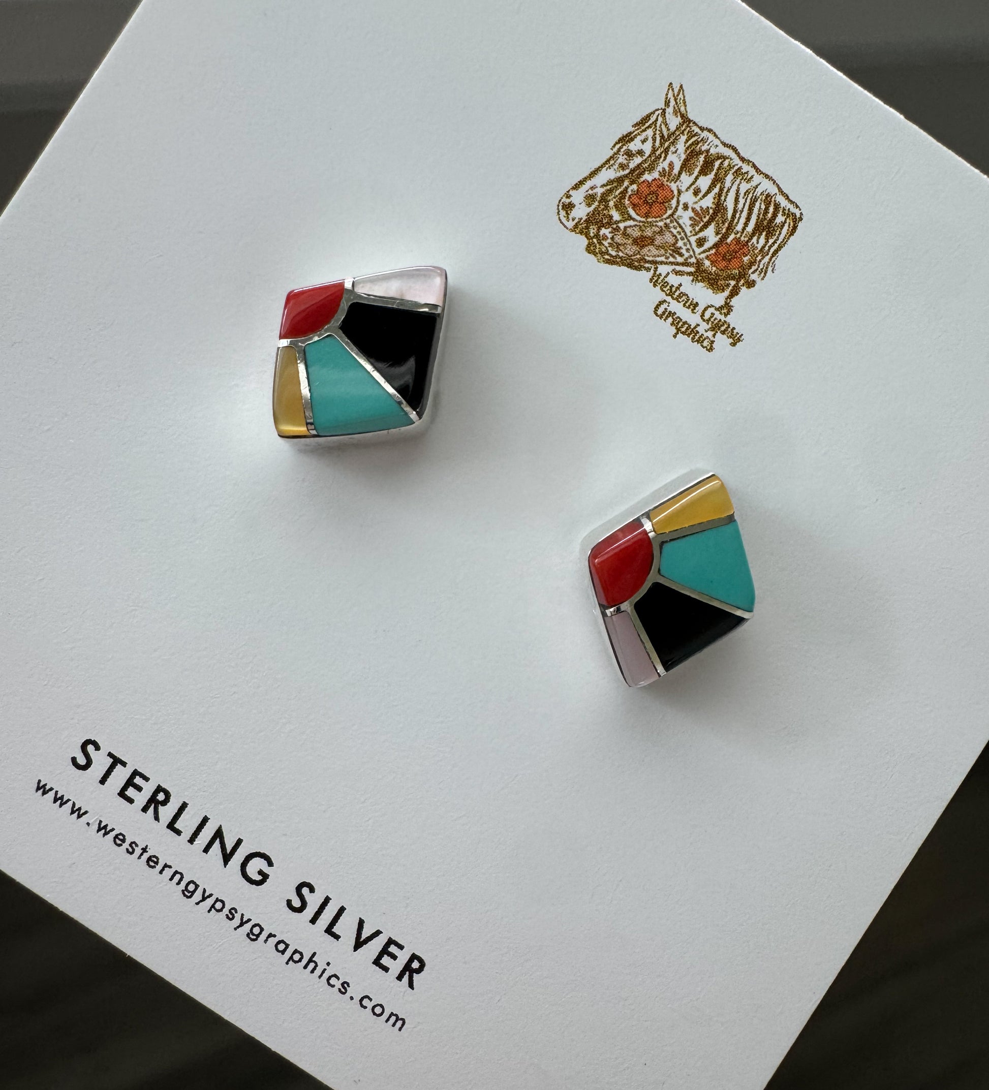 VINTAGE STERLING INLAY EARRINGS